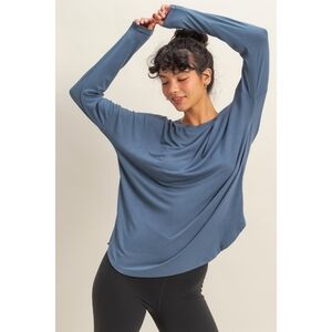 Blue Steele Buttery Soft Rayon Relaxed Fit Oversized Long Sleeve T-Shirt